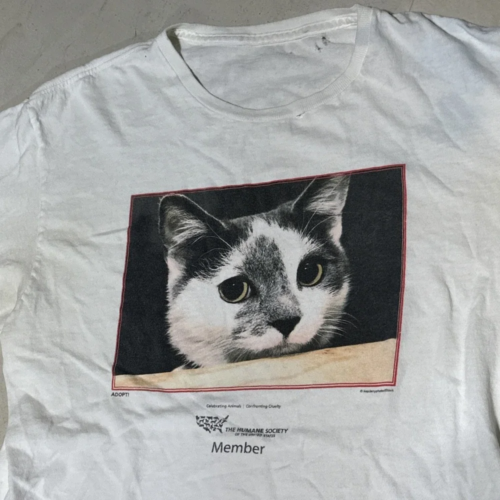 Vintage CAT HUMANE SOCIETY ADOPT A Cat Shirt SZ L Distressed 90s Animal